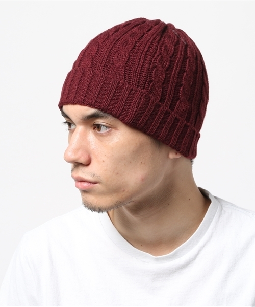Denime(ドゥニーム)の「【NEW HATTAN/ニューハッタン】KNIT CAP/ニット帽(ニットキャップ/ビーニー・メンズ・ワイン/ライトベージュ/ブラック/ブルー/グレー・FREE)」の12枚目の写真