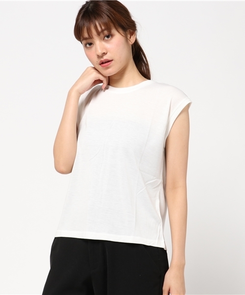 SLY（スライ）の「DROP SHOULDER TOPS（Tシャツ/カットソー・レディース・ライトブルー/マルチ/ブラック/ライトベージュ/オフホワイト・FREE）」の2枚目の写真