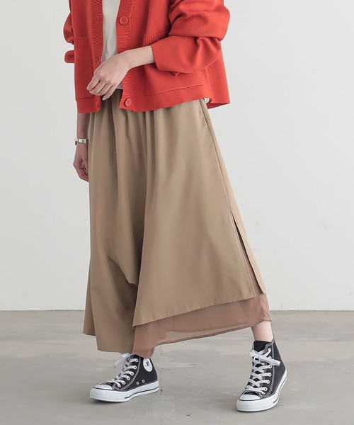 osharewalker(オシャレウォーカー)の「『異素材使いアシンメトリーパンツ』(その他パンツ・レディース・ブラック/アッシュグレー/ネイビー/モカ・REGULAR/LONG)」の3枚目の写真