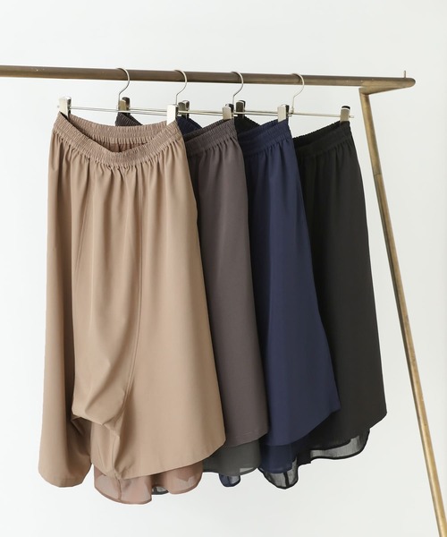 osharewalker(オシャレウォーカー)の「『異素材使いアシンメトリーパンツ』(その他パンツ・レディース・ブラック/アッシュグレー/ネイビー/モカ・REGULAR/LONG)」の5枚目の写真