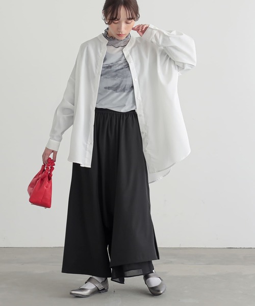 osharewalker(オシャレウォーカー)の「『異素材使いアシンメトリーパンツ』(その他パンツ・レディース・ブラック/アッシュグレー/ネイビー/モカ・REGULAR/LONG)」の10枚目の写真