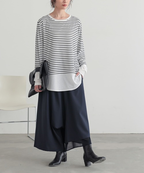 osharewalker(オシャレウォーカー)の「『異素材使いアシンメトリーパンツ』(その他パンツ・レディース・ブラック/アッシュグレー/ネイビー/モカ・REGULAR/LONG)」の19枚目の写真