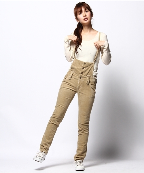 MILKFED.(ミルクフェド)の「CORDUROY RAINBOW SALOPETTE(つなぎ/オールインワン・レディース・ベージュ/ネイビー・X-SMALL/SMALL)」の2枚目の写真