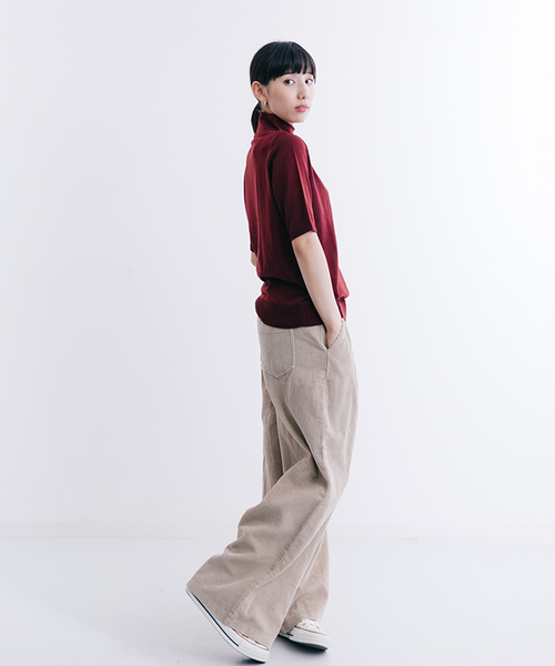 MERLOT（メルロー）の「半袖ハイネックプルオーバー4279（ニット/セーター・レディース・チャコールグレー/アイボリー/ブルー/ベージュ/ワイン/ブラック/カーキ・FREE）」の9枚目の写真