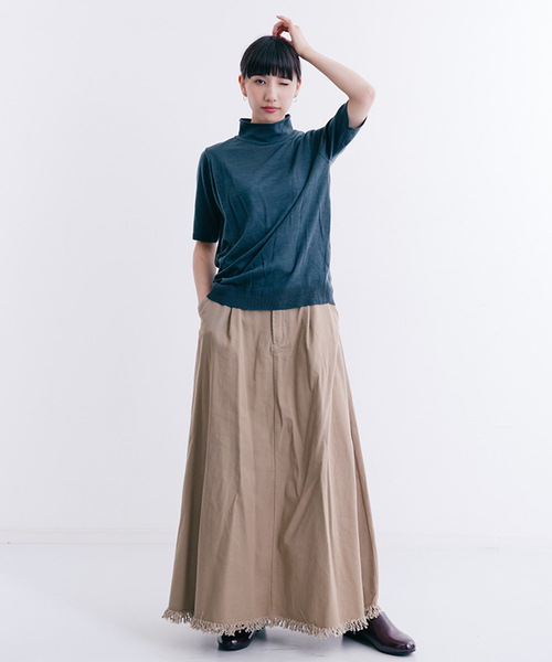 MERLOT（メルロー）の「半袖ハイネックプルオーバー4279（ニット/セーター・レディース・チャコールグレー/アイボリー/ブルー/ベージュ/ワイン/ブラック/カーキ・FREE）」の8枚目の写真