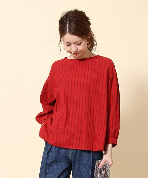 coen（コーエン）の「【『リンネル』2017/11月号掲載】ウィンターリネンストライプブラウス（シャツ/ブラウス・レディース・ネイビー/レッド・FREE）」の20枚目の写真