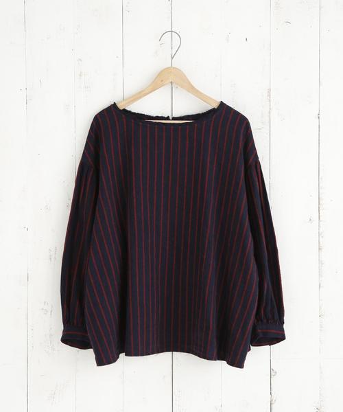 coen（コーエン）の「【『リンネル』2017/11月号掲載】ウィンターリネンストライプブラウス（シャツ/ブラウス・レディース・ネイビー/レッド・FREE）」の10枚目の写真