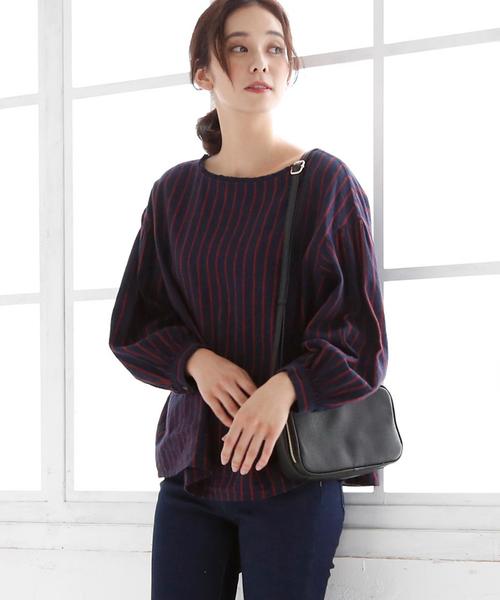 coen（コーエン）の「【『リンネル』2017/11月号掲載】ウィンターリネンストライプブラウス（シャツ/ブラウス・レディース・ネイビー/レッド・FREE）」の14枚目の写真