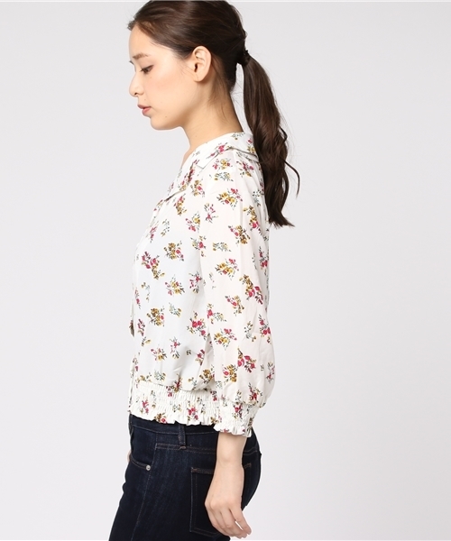 RAY CASSIN（レイカズン）の「９分袖花柄開襟シャツ（シャツ/ブラウス・レディース・ネイビー/オフホワイト・FREE）」の5枚目の写真