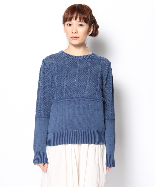 BEAMS BOY（ビームスボーイ）の「BEAMS BOY / 3Gインディゴ 変形編クルー（ニット/セーター・レディース・インディゴブルー・ONE SIZE）」の2枚目の写真