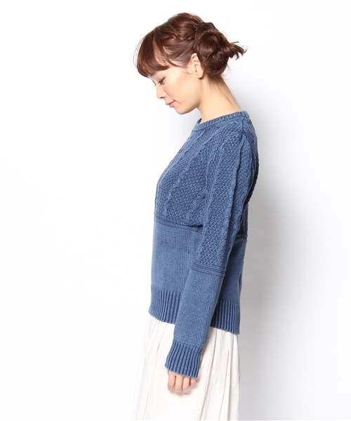 BEAMS BOY（ビームスボーイ）の「BEAMS BOY / 3Gインディゴ 変形編クルー（ニット/セーター・レディース・インディゴブルー・ONE SIZE）」の3枚目の写真