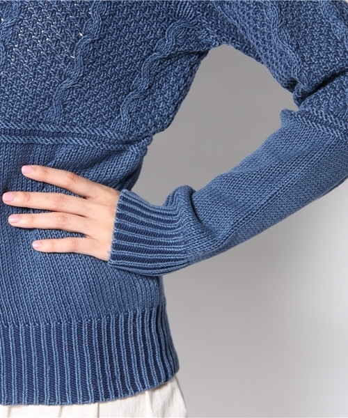BEAMS BOY（ビームスボーイ）の「BEAMS BOY / 3Gインディゴ 変形編クルー（ニット/セーター・レディース・インディゴブルー・ONE SIZE）」の6枚目の写真