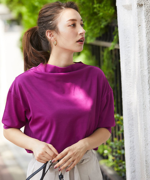 12Twelve Agenda(トゥエルブ アジェンダ)の「ボトルネックドルマンカットソー(Tシャツ/カットソー・レディース・ブラック/パープル/グレー/オフホワイト・M)」の7枚目の写真