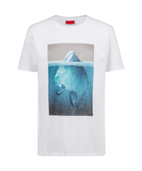 HUGO(ヒューゴ)の「リラックスフィット コットンTシャツ ウィズ アイスバーグ グラフィック(Tシャツ/カットソー・メンズ・ブラック/ホワイト・S/M/L/XL/XS)」の2枚目の写真