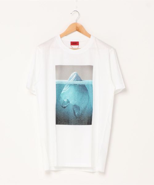 HUGO(ヒューゴ)の「リラックスフィット コットンTシャツ ウィズ アイスバーグ グラフィック(Tシャツ/カットソー・メンズ・ブラック/ホワイト・S/M/L/XL/XS)」の8枚目の写真