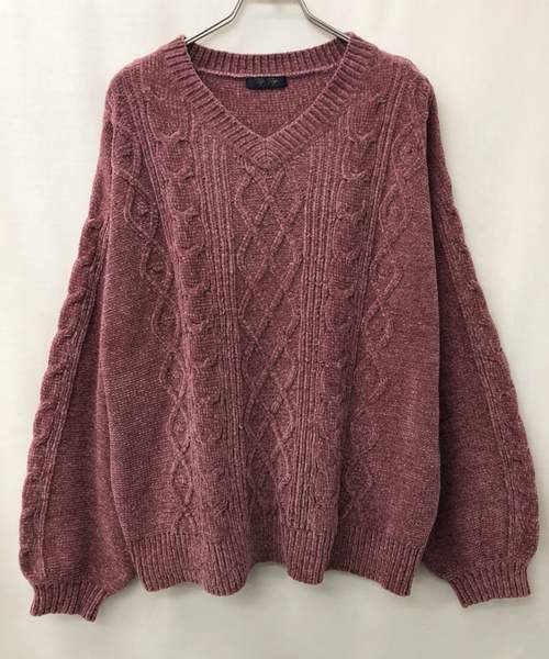 tiptop（ティップトップ）の「モールケーブル編みVネックニットプルオーバー（ニット/セーター・レディース・オフホワイト/グリーン/サックスブルー/ラベンダー/マスタード/ピンク/スモークピンク・FREE）」の20枚目の写真