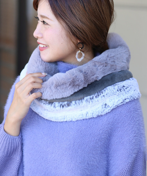 Bou Jeloud（ブージュルード）の「プチプラ◆フェイクファーＭＩＸスヌード（ネックウォーマー/スヌード・レディース・ベージュ/グレー・FREE）」の9枚目の写真