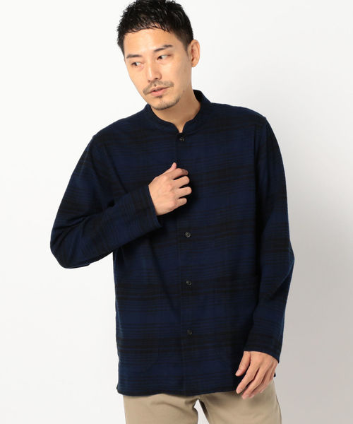 SHIPS(シップス)の「SC: ネル チェック ブルゾン スタンド シャツ(シャツ/ブラウス・メンズ・ネイビー/ダークグレー・MEDIUM/LARGE/X-LARGE/SMALL)」の2枚目の写真
