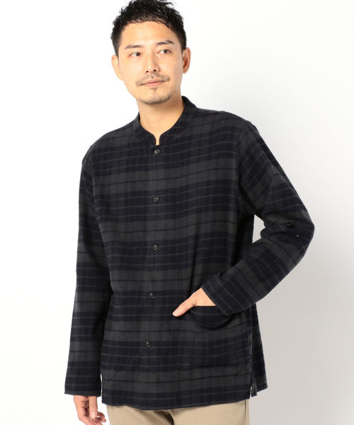 SHIPS(シップス)の「SC: ネル チェック ブルゾン スタンド シャツ(シャツ/ブラウス・メンズ・ネイビー/ダークグレー・MEDIUM/LARGE/X-LARGE/SMALL)」の1枚目の写真