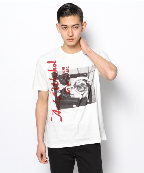 HYSTERIC GLAMOUR（ヒステリックグラマー）の「DOGS IN RAINCOATS プリント Tシャツ（Tシャツ/カットソー・メンズ・ホワイト/パープル/ブラック・LARGE/MEDIUM/SMALL）」の2枚目の写真