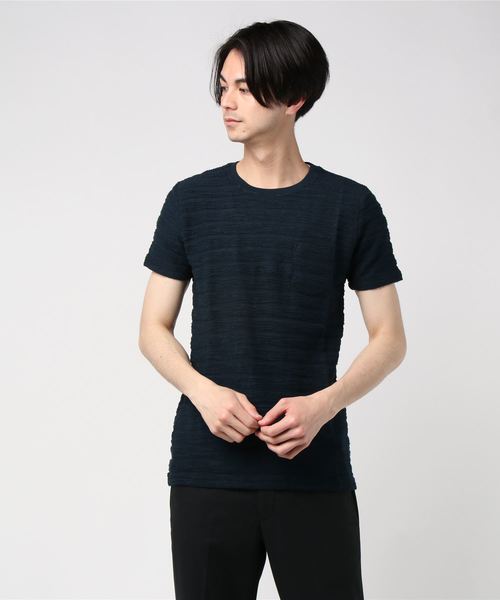 EVOLUTION(エボリューション)の「表情豊かな上質なパイルTシャツ セットアップ(Tシャツ/カットソー・メンズ・オフホワイト/ブラック/ネイビー・MEDIUM/LARGE/X-LARGE)」の3枚目の写真