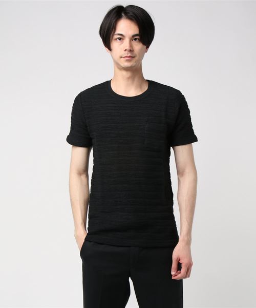 EVOLUTION(エボリューション)の「表情豊かな上質なパイルTシャツ セットアップ(Tシャツ/カットソー・メンズ・オフホワイト/ブラック/ネイビー・MEDIUM/LARGE/X-LARGE)」の2枚目の写真