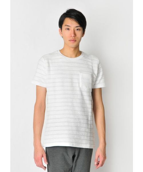 EVOLUTION(エボリューション)の「表情豊かな上質なパイルTシャツ セットアップ(Tシャツ/カットソー・メンズ・オフホワイト/ブラック/ネイビー・MEDIUM/LARGE/X-LARGE)」の8枚目の写真