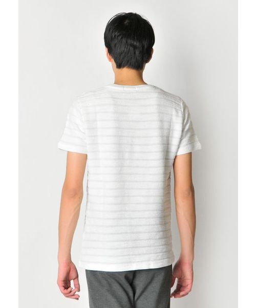 EVOLUTION(エボリューション)の「表情豊かな上質なパイルTシャツ セットアップ(Tシャツ/カットソー・メンズ・オフホワイト/ブラック/ネイビー・MEDIUM/LARGE/X-LARGE)」の5枚目の写真