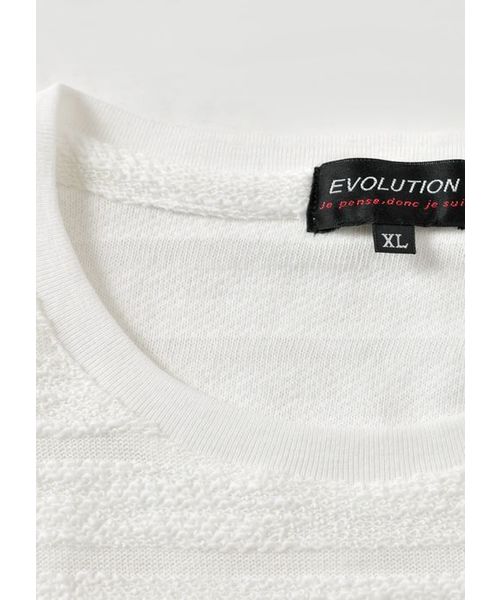 EVOLUTION(エボリューション)の「表情豊かな上質なパイルTシャツ セットアップ(Tシャツ/カットソー・メンズ・オフホワイト/ブラック/ネイビー・MEDIUM/LARGE/X-LARGE)」の7枚目の写真