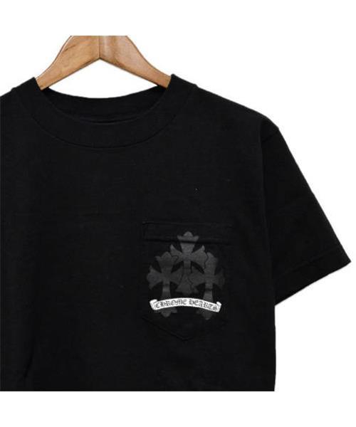 CHROME HEARTS クロス 黒Tシャツ 胸ポケット Sサイズ ブランド古着】胸ポケットセメタリークロスプリント半袖Tシャツ