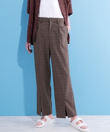 TRストレッチスーツ地 センタースリットタックワイドパンツ