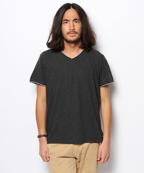BEAMS（ビームス）の「○BEAMS / WカラーVネックＴシャツ（Tシャツ/カットソー・メンズ・ナチュラル/チャコールグレー/ネイビー・LARGE/MEDIUM/SMALL/X-LARGE）」の16枚目の写真