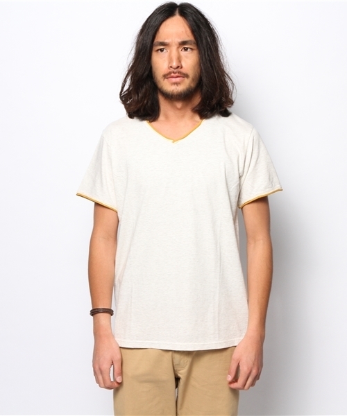 BEAMS（ビームス）の「○BEAMS / WカラーVネックＴシャツ（Tシャツ/カットソー・メンズ・ナチュラル/チャコールグレー/ネイビー・LARGE/MEDIUM/SMALL/X-LARGE）」の15枚目の写真