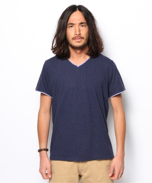 BEAMS（ビームス）の「○BEAMS / WカラーVネックＴシャツ（Tシャツ/カットソー・メンズ・ナチュラル/チャコールグレー/ネイビー・LARGE/MEDIUM/SMALL/X-LARGE）」の14枚目の写真