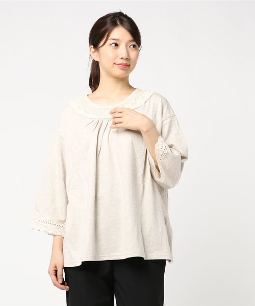 Samansa Mos2 サマンサ モスモス の 衿パーツレースカットソー Tシャツ カットソー Wear