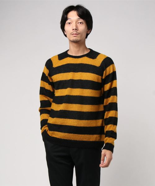 CoSTUME NATIONAL(コスチュームナショナル)の「モヘアボーダークルーニット(デニムパンツ)」|イエロー系その他