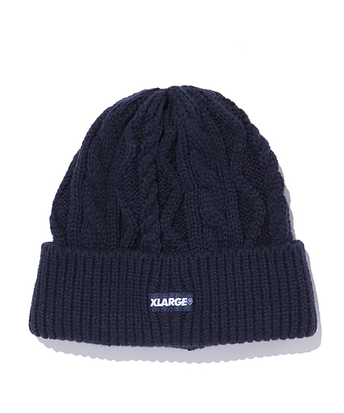 XLARGE（エクストララージ）の「CABLE KNIT BEANIE（ニットキャップ/ビーニー・メンズ・ブラック/オリーブ/ネイビー・ONE SIZE）」の3枚目の写真