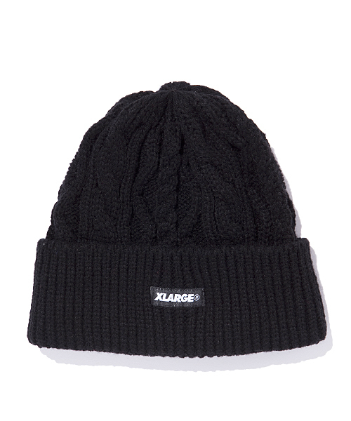 XLARGE（エクストララージ）の「CABLE KNIT BEANIE（ニットキャップ/ビーニー・メンズ・ブラック/オリーブ/ネイビー・ONE SIZE）」の2枚目の写真