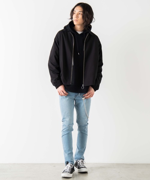 WEGO（ウィゴー）の「WEGO/【セットアップ対応商品】TRスウィングトップ/シャツジャケット（ブルゾン・メンズ・ブラック/ベージュ・MEDIUM/LARGE）」の5枚目の写真