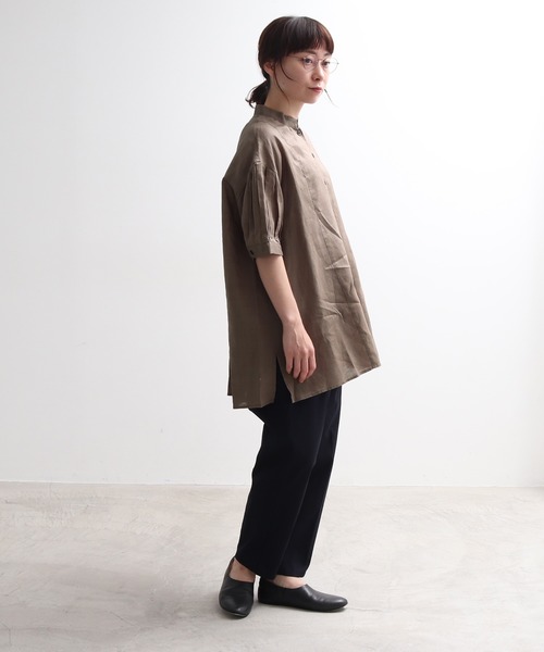 ○yuni ラミーパフスリーブチュニック丈ブラウス○