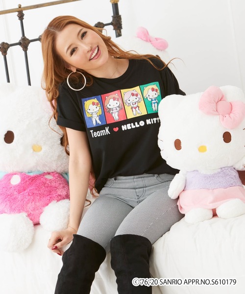 SHIFFON(シフォン)の「CYBERJAPAN DANCERS(サイバージャパンダンサーズ) KANAEデザイン【HELLO KITTY】Tシャツ(Tシャツ/カットソー・レディース・ホワイト/ブラック・M/L/XL)」の2枚目の写真