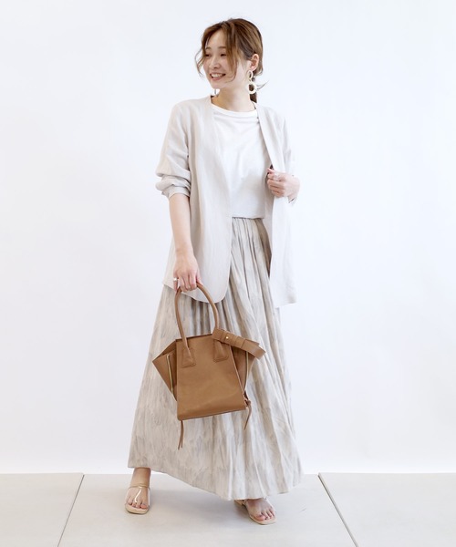 DouDou（ドゥドゥ）の「プリントタックギャザースカート（スカート・レディース・ベージュ/サックスブルー・FREE）」の16枚目の写真