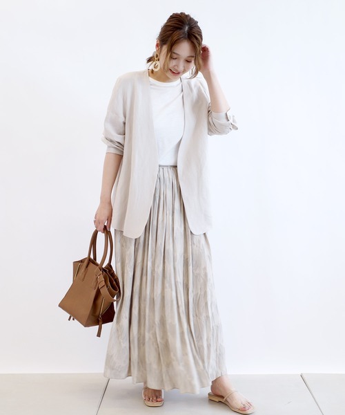 DouDou（ドゥドゥ）の「プリントタックギャザースカート（スカート・レディース・ベージュ/サックスブルー・FREE）」の19枚目の写真