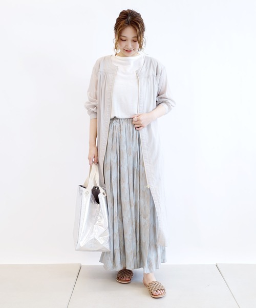 DouDou（ドゥドゥ）の「プリントタックギャザースカート（スカート・レディース・ベージュ/サックスブルー・FREE）」の11枚目の写真