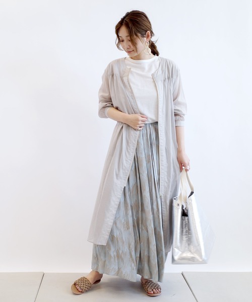 DouDou（ドゥドゥ）の「プリントタックギャザースカート（スカート・レディース・ベージュ/サックスブルー・FREE）」の7枚目の写真