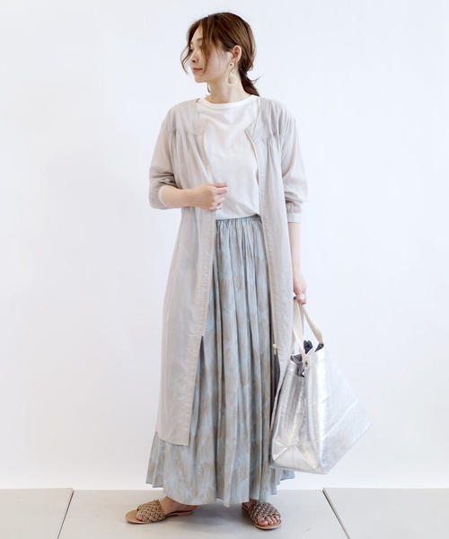 DouDou（ドゥドゥ）の「プリントタックギャザースカート（スカート・レディース・ベージュ/サックスブルー・FREE）」の17枚目の写真