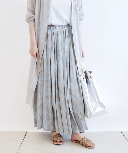 DouDou（ドゥドゥ）の「プリントタックギャザースカート（スカート・レディース・ベージュ/サックスブルー・FREE）」の20枚目の写真