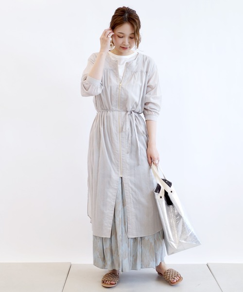 DouDou（ドゥドゥ）の「プリントタックギャザースカート（スカート・レディース・ベージュ/サックスブルー・FREE）」の10枚目の写真