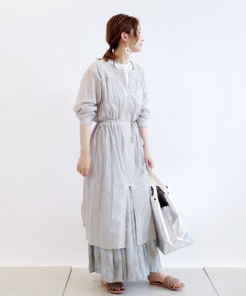 DouDou（ドゥドゥ）の「プリントタックギャザースカート（スカート・レディース・ベージュ/サックスブルー・FREE）」の12枚目の写真