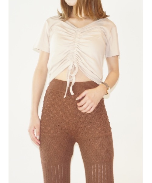 one way（ワンウェイ）の「フロントドロストギャザートップス（Tシャツ/カットソー・レディース・ホワイト/ブラック/ベージュ/ライトグリーン・FREE）」の8枚目の写真